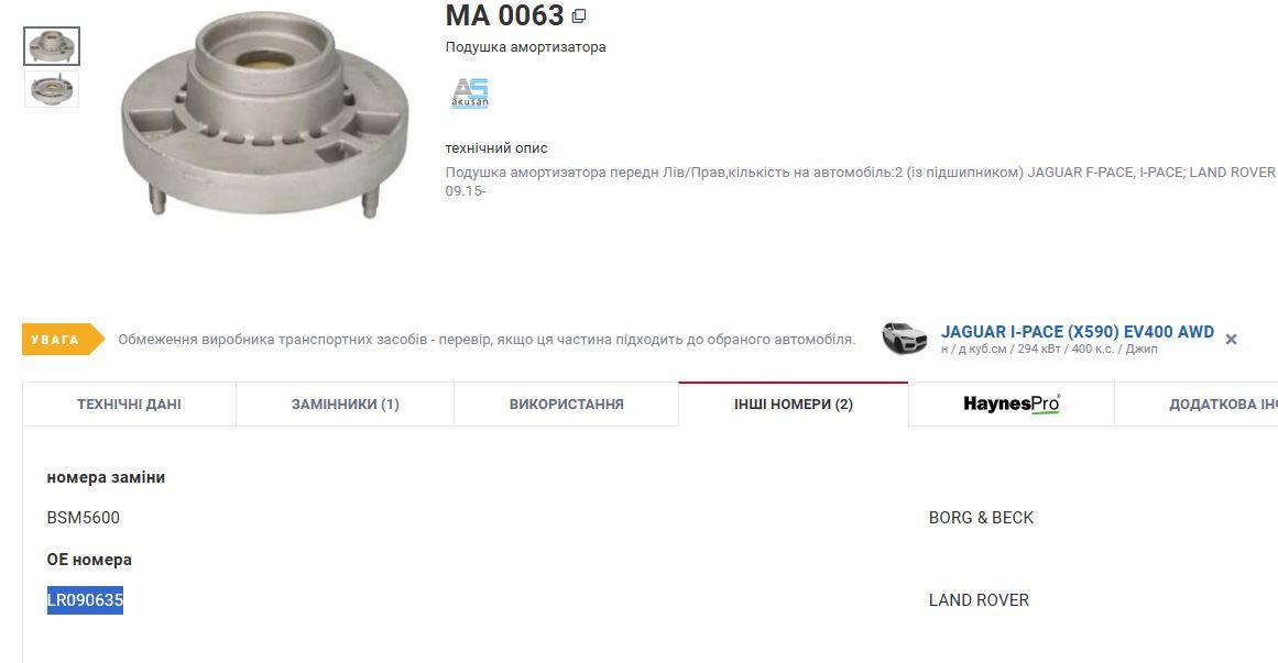 подушка амортизатора Jaguar I-Pace 