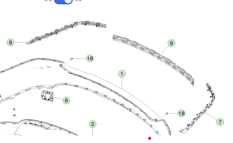 задній комплект кріплення для бамперу Tesla Model X 